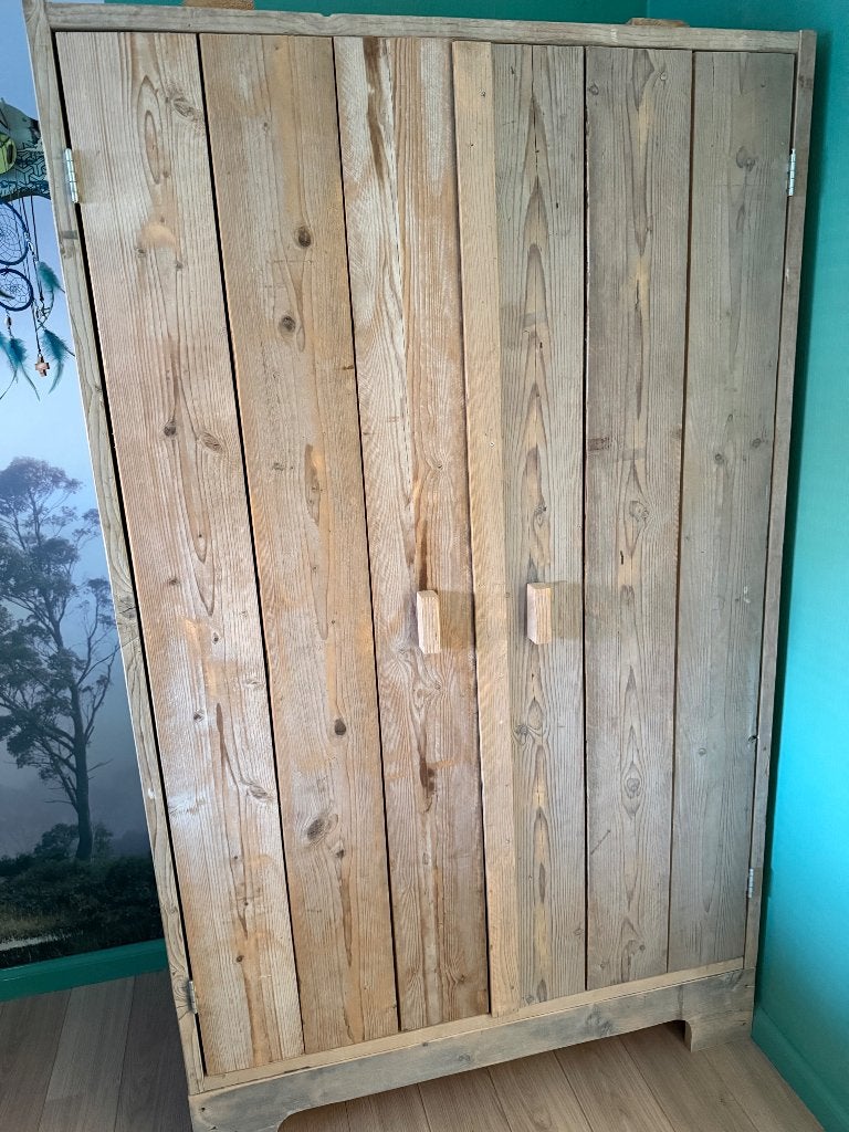 Kinderslaapkamer in steigerhout, Ophalen, Zo goed als nieuw, Halfhoogslaper