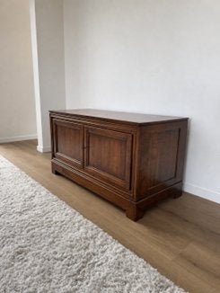 Kwalitatief houten tv-meubel / laag dressoir - 120 cm, Ophalen, Gebruikt, 100 tot 150 cm, Minder dan 100 cm