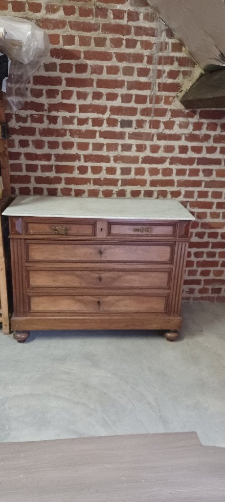 Ladenkast met marmeren blad, 25 à 50 cm, 5 tiroirs ou plus, Vintage, 100 à 150 cm