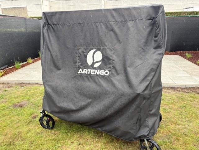 Tafeltennistafel Artengo + beschermhoes, Ophalen, Gebruikt, Tafel Outdoor, Verrijdbaar