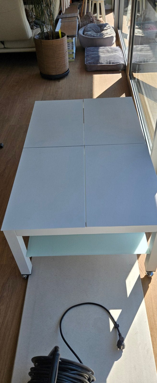 Loungetafel metaal wit, Ophalen, Glas
