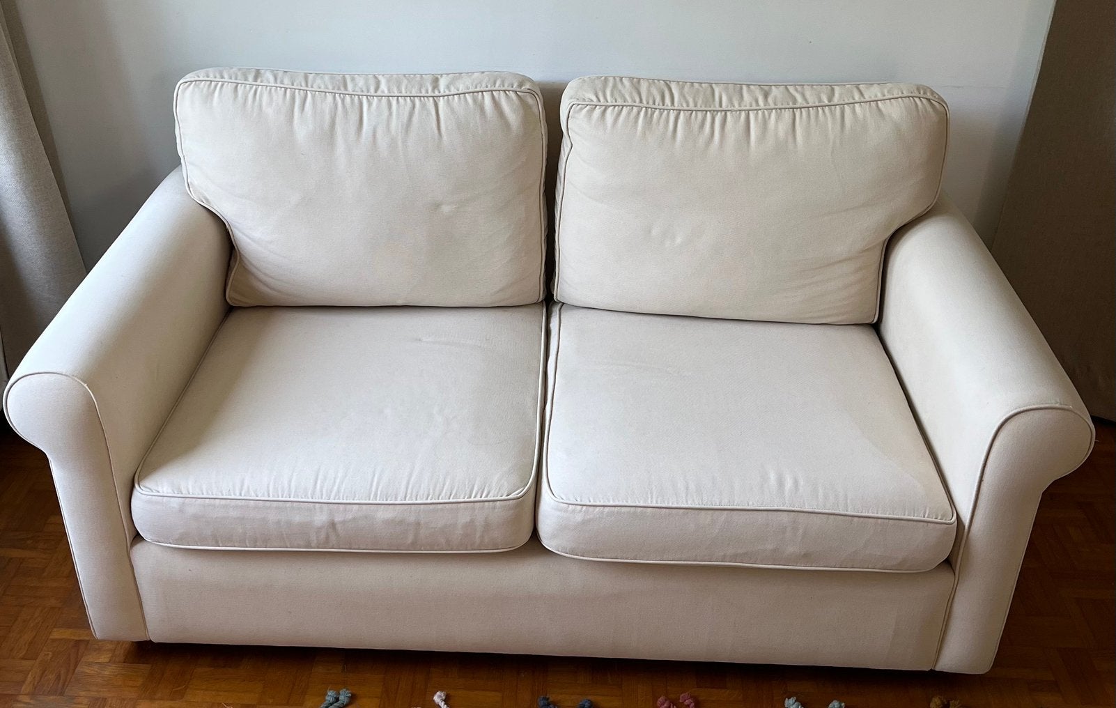 Fauteuil 2 places beige, Maison & Meubles, Enlèvement, Utilisé, Tissus