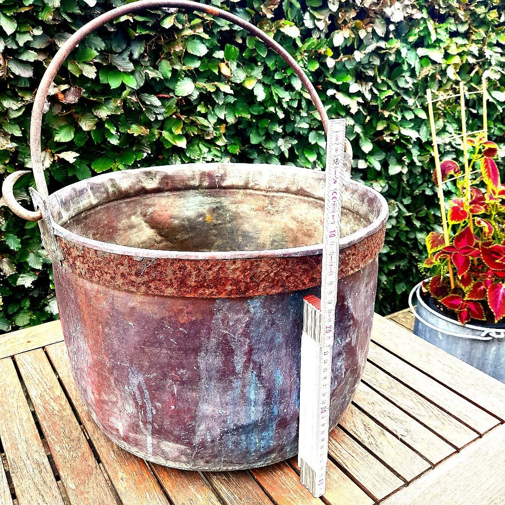 Koperen ketel; 28 cm. hoog; 44 cm. doorsnede, Ophalen, Koper
