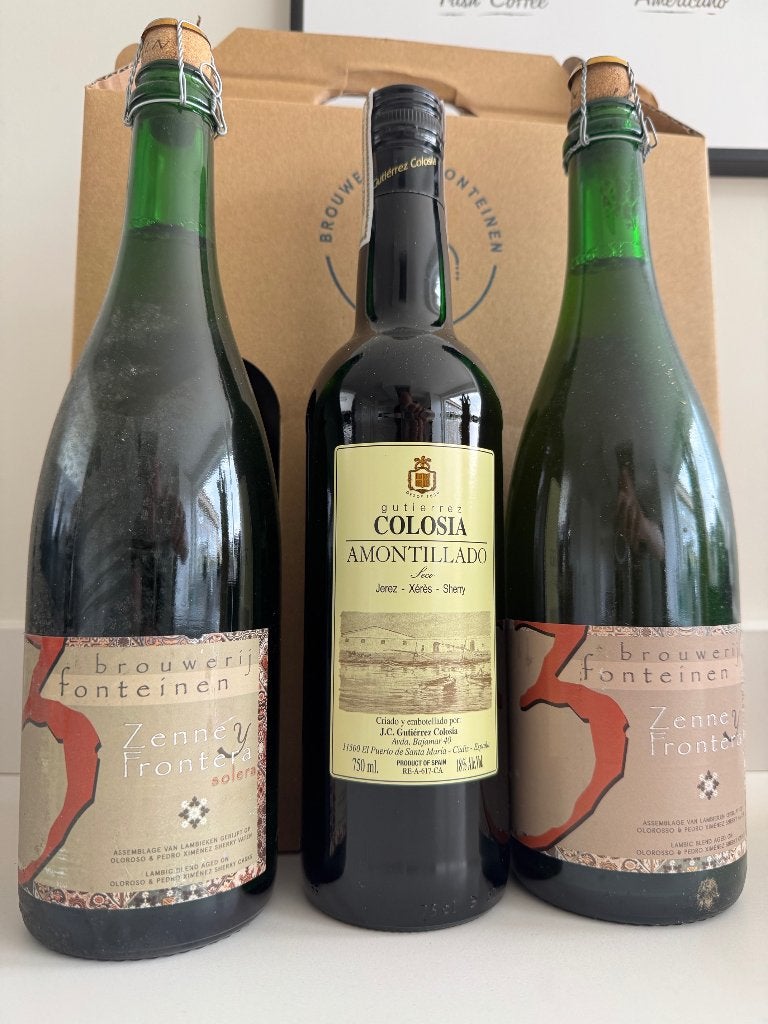 Zenne 1 en 2 met Sherry fles. Ruilen of kopen, Verzamelen, Biermerken, Ophalen of Verzenden
