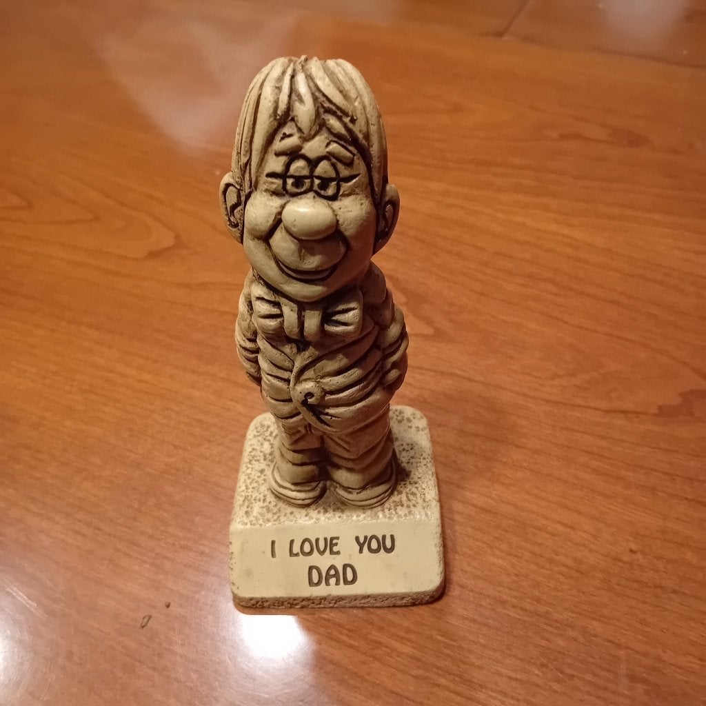 Statue vintage « I Love You Dad » — céramique, Enlèvement, Comme neuf, Humain