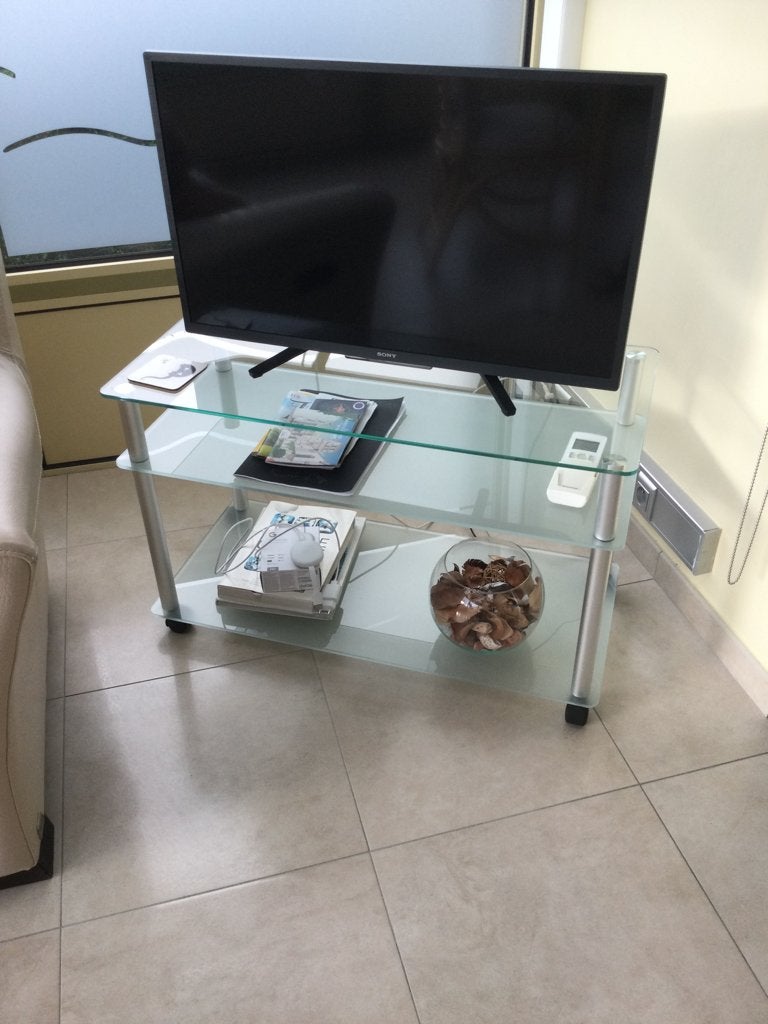 Table TV en verre, 25 à 50 cm, Moins de 100 cm, Comme neuf, Verre