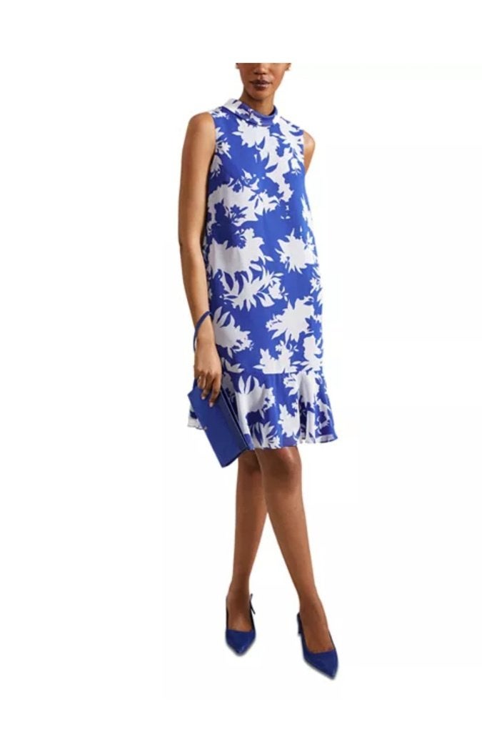 Zomerjurk Madeline met print van HOBBS, Londen, 44 NIEUW, Enlèvement ou Envoi, Neuf, Bleu
