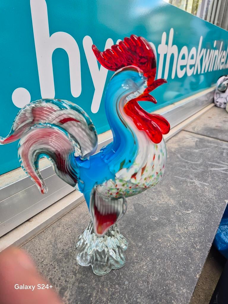 Coq en verre soufflé a la main, Antiquités & Art