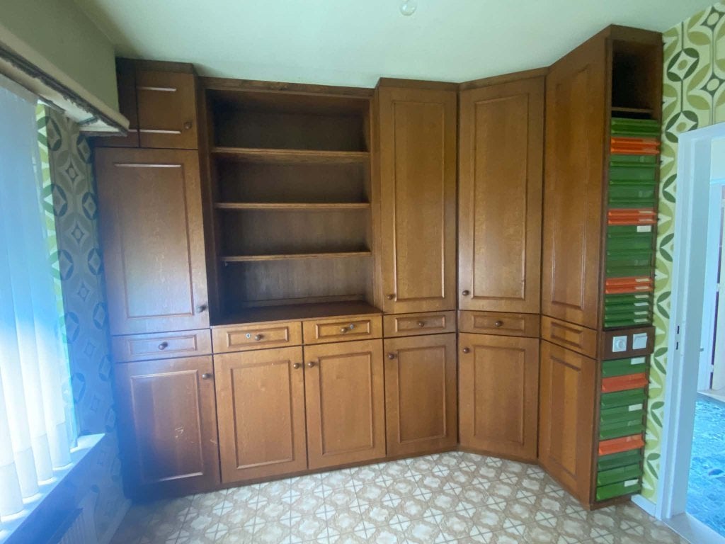 Houten meubels te koop, Maison & Meubles, Enlèvement, Utilisé, Teck, Avec tiroir(s)