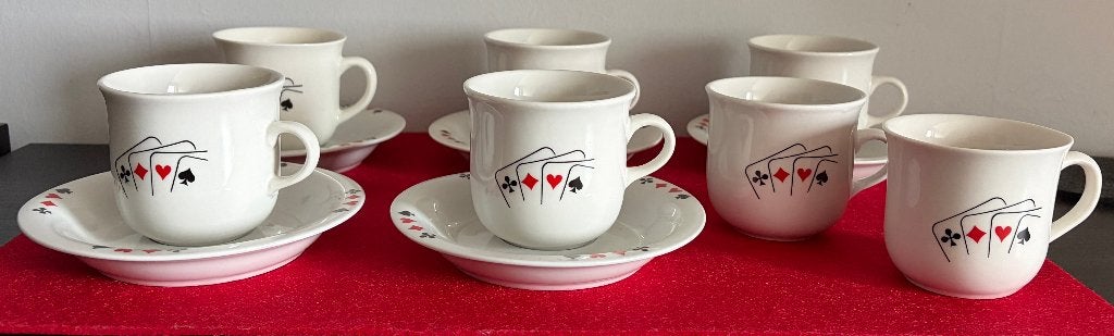 Service à Café Vintage - Thème Jeux de Carte, Enlèvement ou Envoi