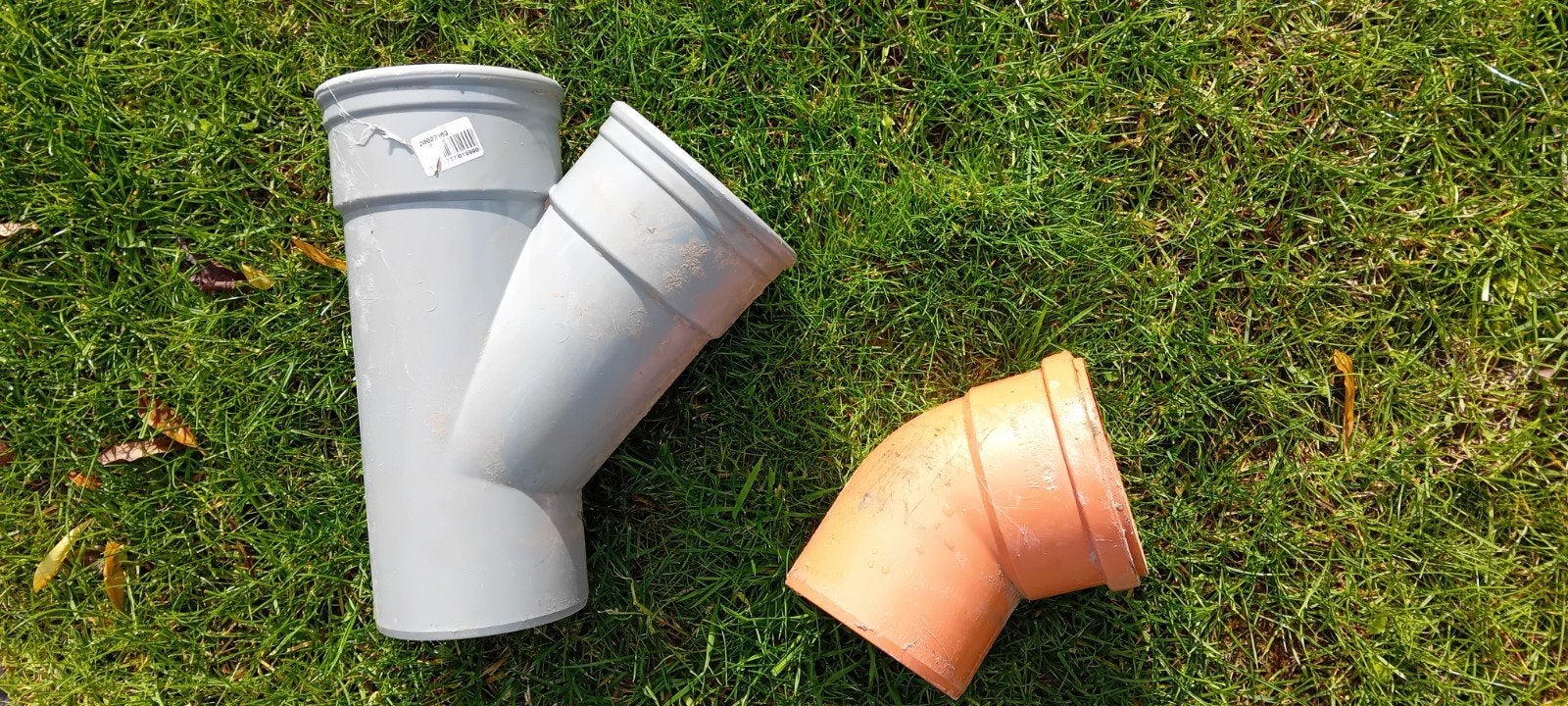 PVC afvoerstukken 110 mm (Y-stuk + bocht) – Ongebruikt, Ophalen of Verzenden, PVC, Afvoer