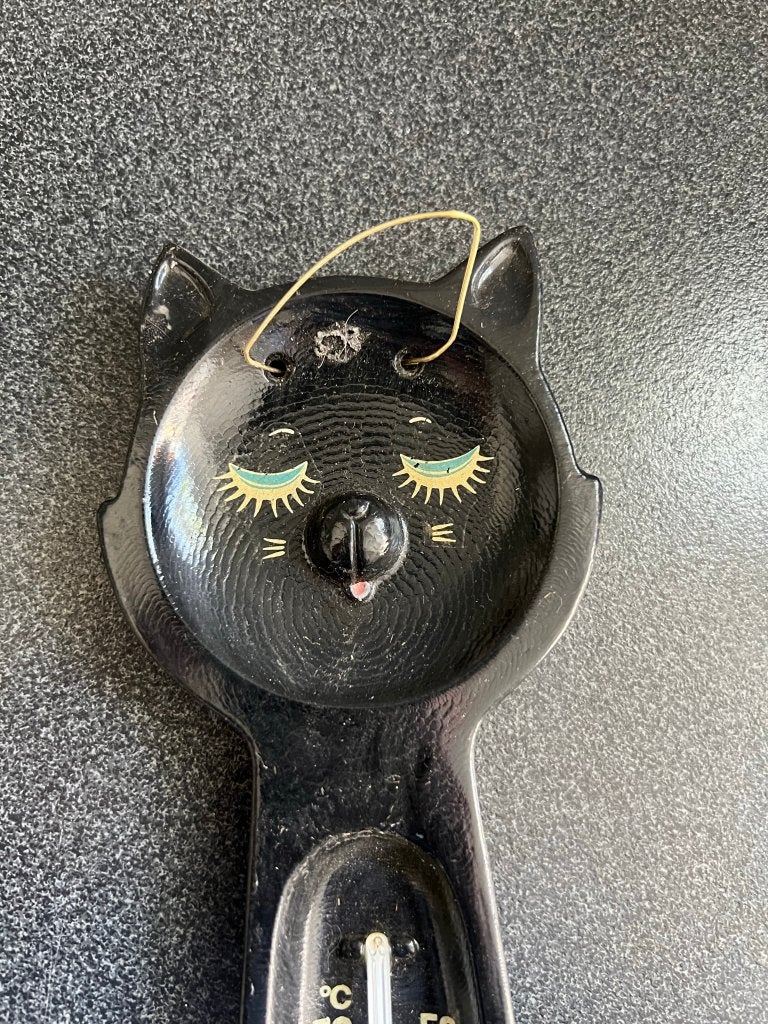 Vintage thermometer in de vorm van een kat, zwart, Antiek en Kunst, Ophalen of Verzenden