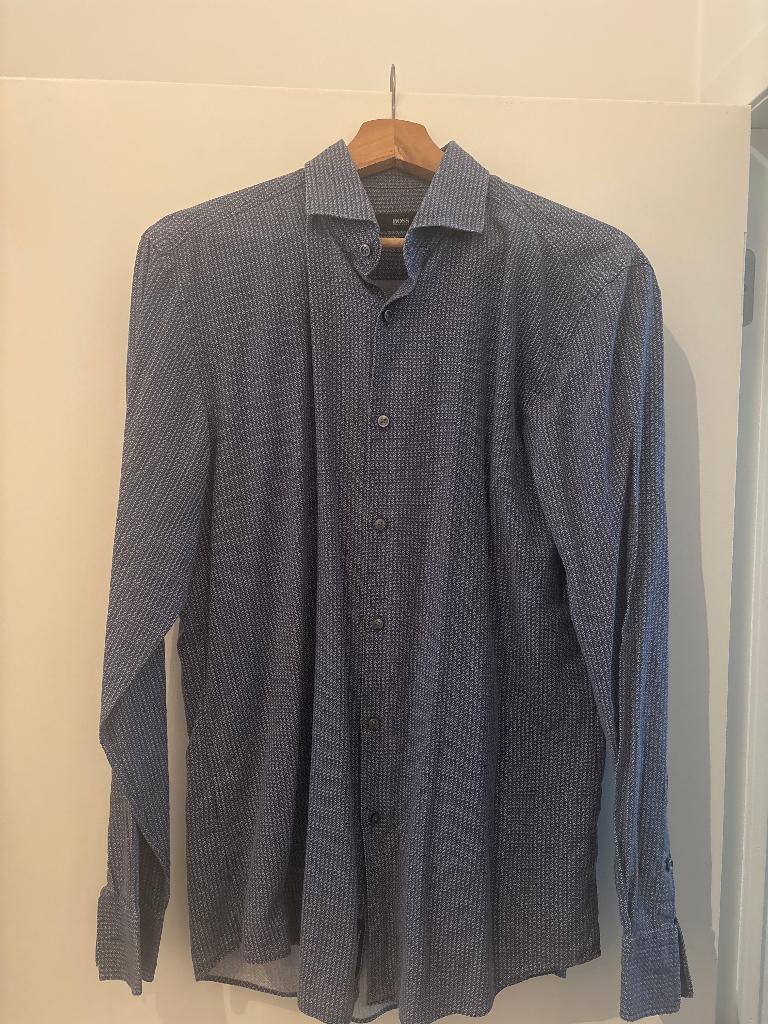 Hemdje - Hugo Boss - L, Ophalen, Blauw, Zo goed als nieuw, Halswijdte 41/42 (L)