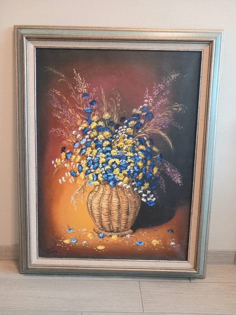 Schilderij Willy Broeckaert "bloemen", Ophalen, Gedateerd, Bloemen