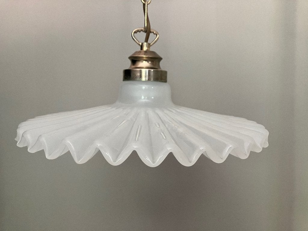Franse gerokte opaline lamp, Antiquités & Art, Antiquités | Éclairage, Enlèvement