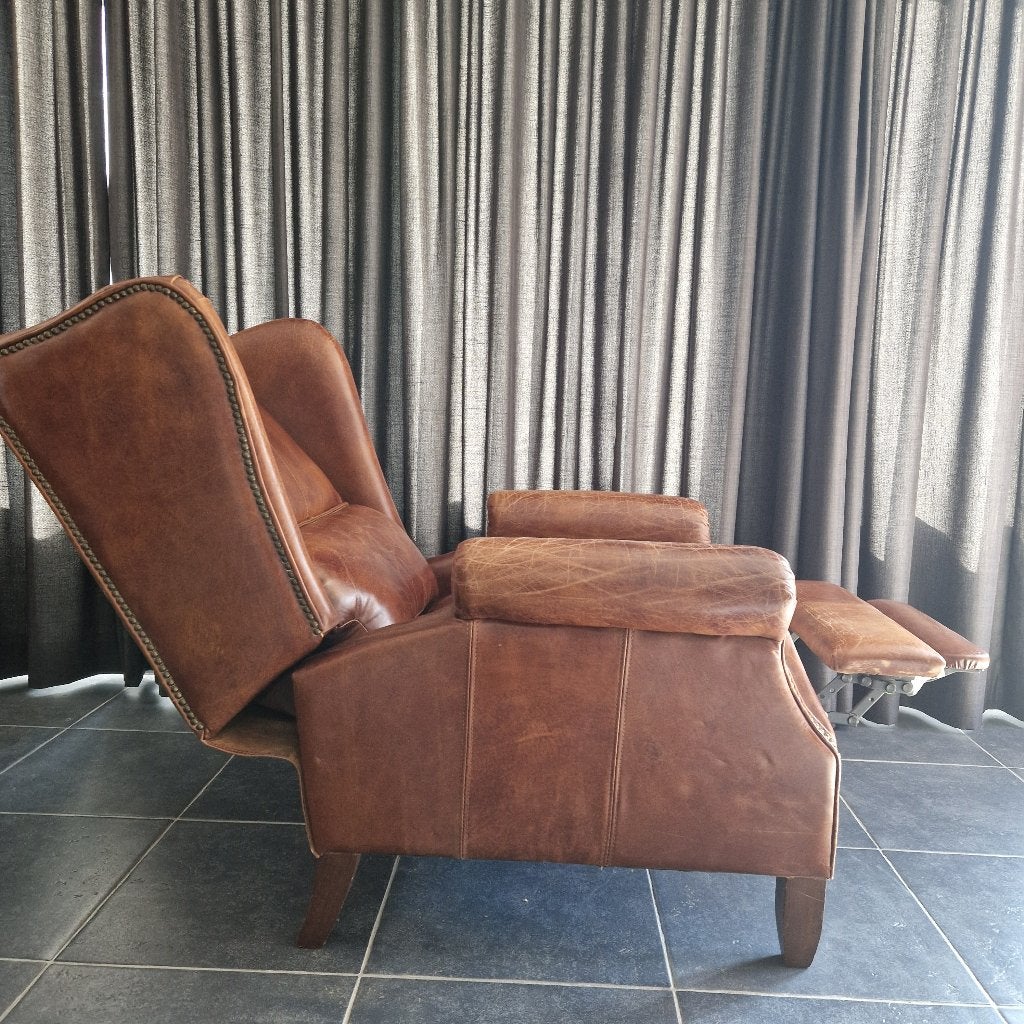 Lederen fauteuil, Ophalen, Gebruikt, 75 tot 100 cm, Leer