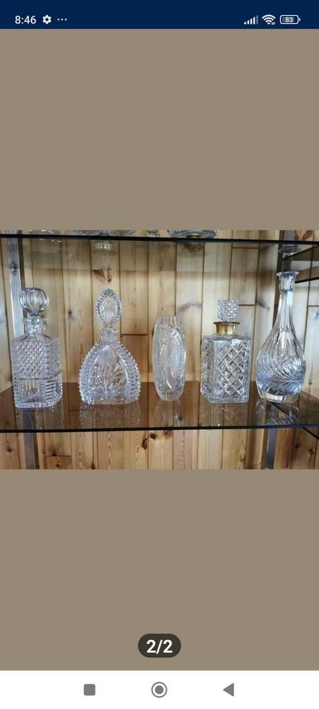 Kristallen flessen en schalen., Antiek en Kunst, Ophalen