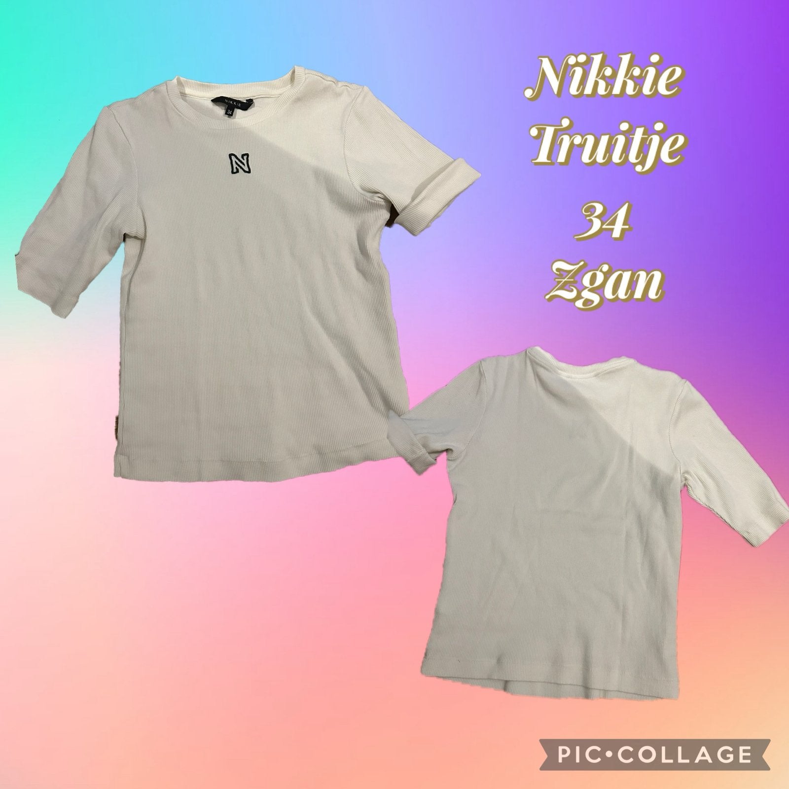 Nikkie t-shirt maat 34, Kleding | Dames, Ophalen of Verzenden, Zo goed als nieuw, Maat 34 (XS) of kleiner, Wit