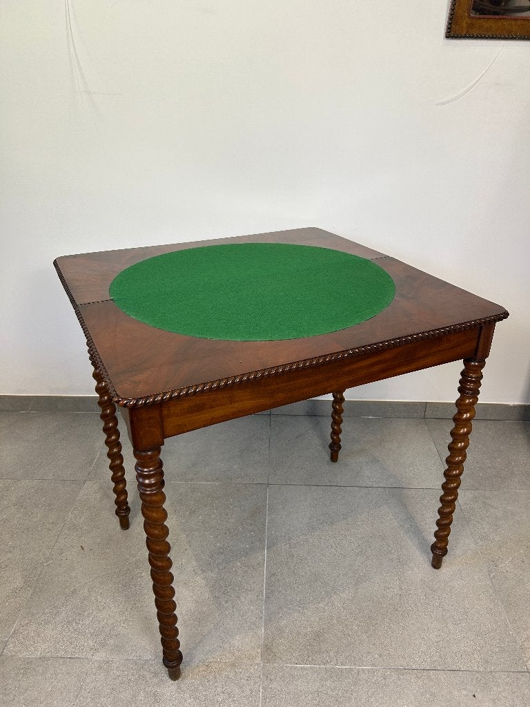 Louis-Philippe speeltafel in mahoniefineer, Antiek en Kunst, Ophalen