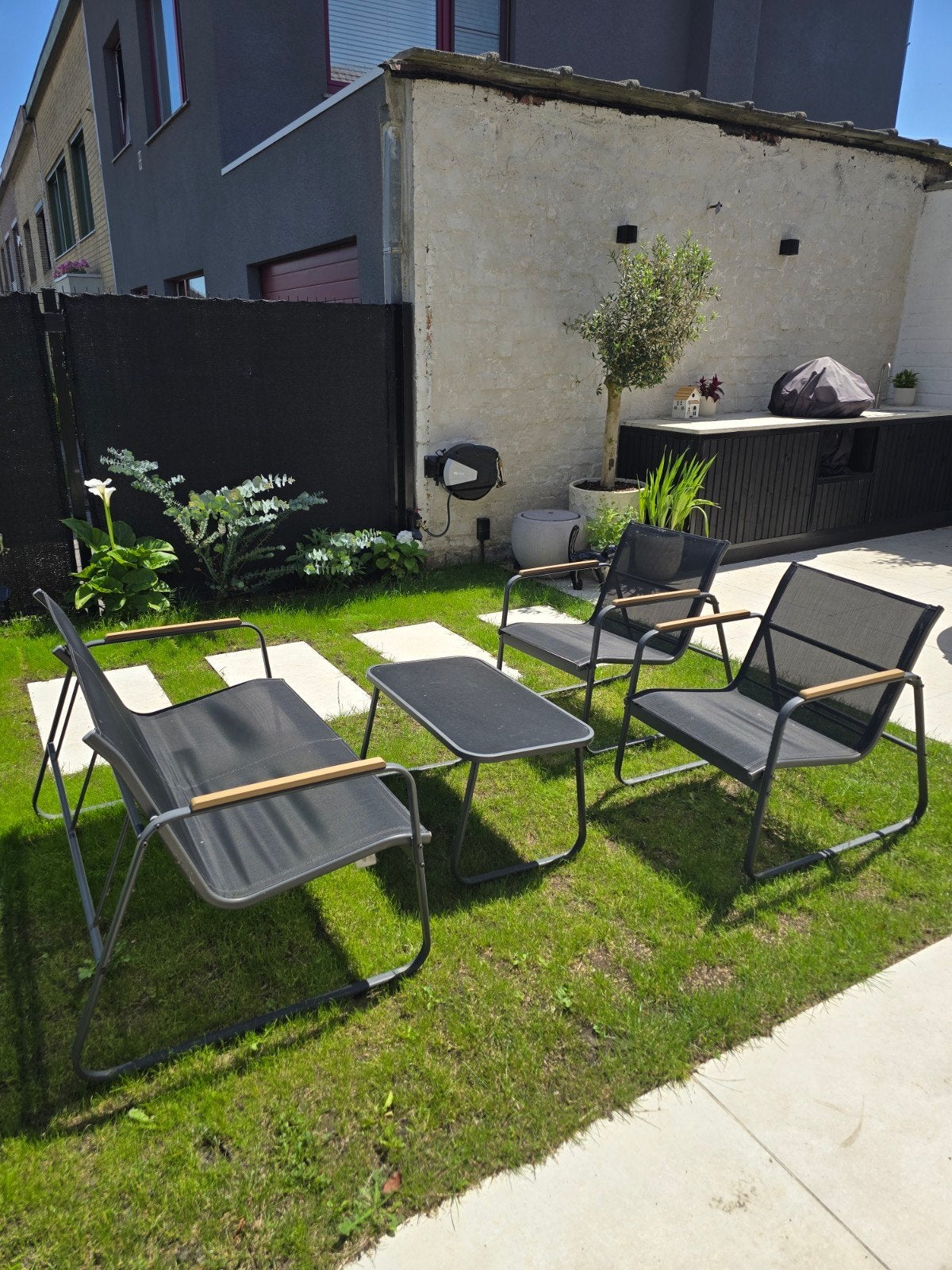 Nette en comfortabele loungeset voor in de tuin of terras, Ophalen, 4 zitplaatsen, Gebruikt, Aluminium