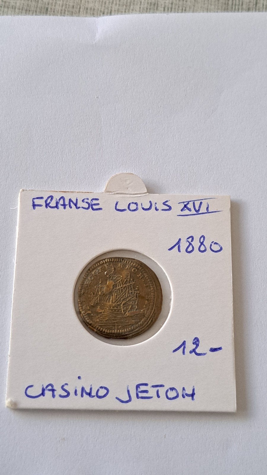 Médaille de casino Louis XVI France 1880, Enlèvement ou Envoi