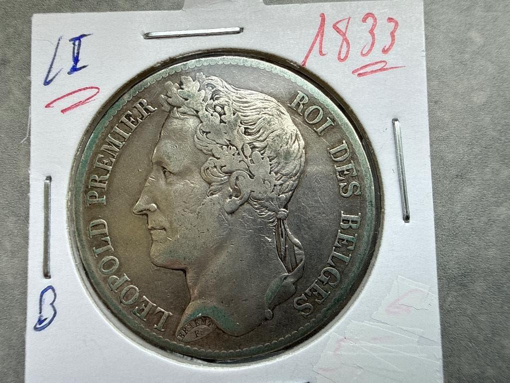 5 Frank 1833 Léopold I, Envoi, Argent