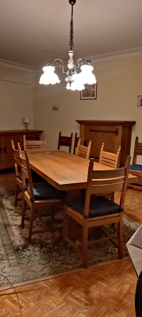 Massief eiken eetkamer, Huis en Inrichting, Ophalen, Gebruikt, 8 stoelen of meer