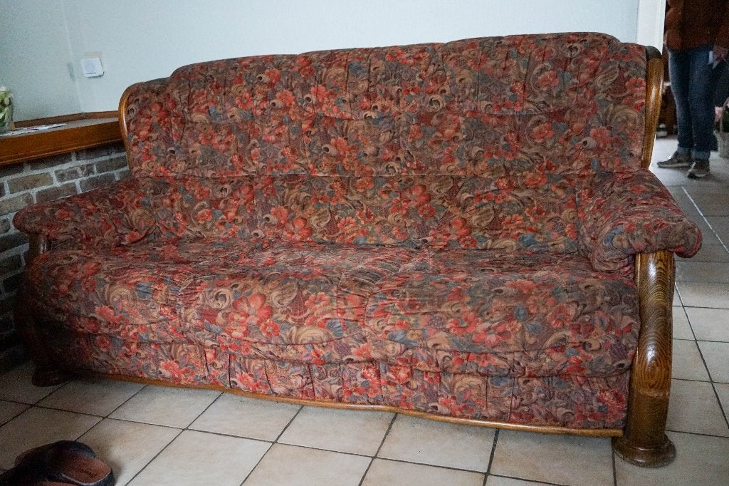 3-zit zetel met bloemmotief, Huis en Inrichting, Ophalen, Gebruikt, 150 tot 200 cm, Driepersoons