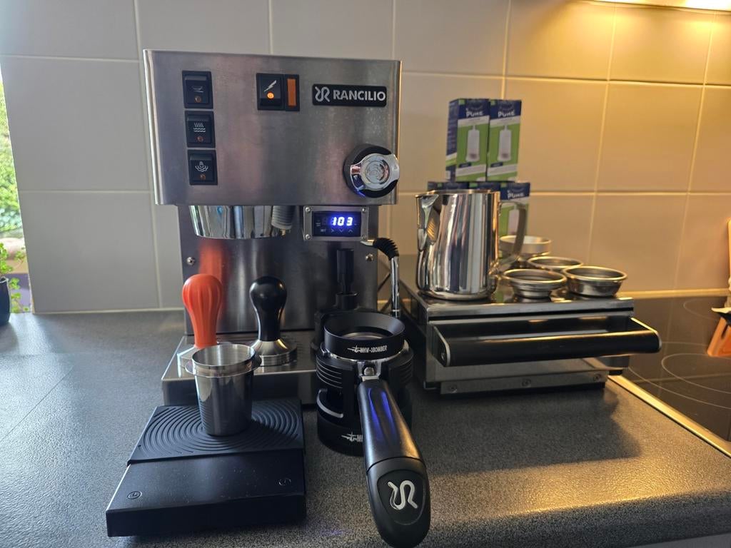 Rancilio Silvia met Auber PID + Knock-box + Accessoires, Electroménager, Enlèvement, Cafetière