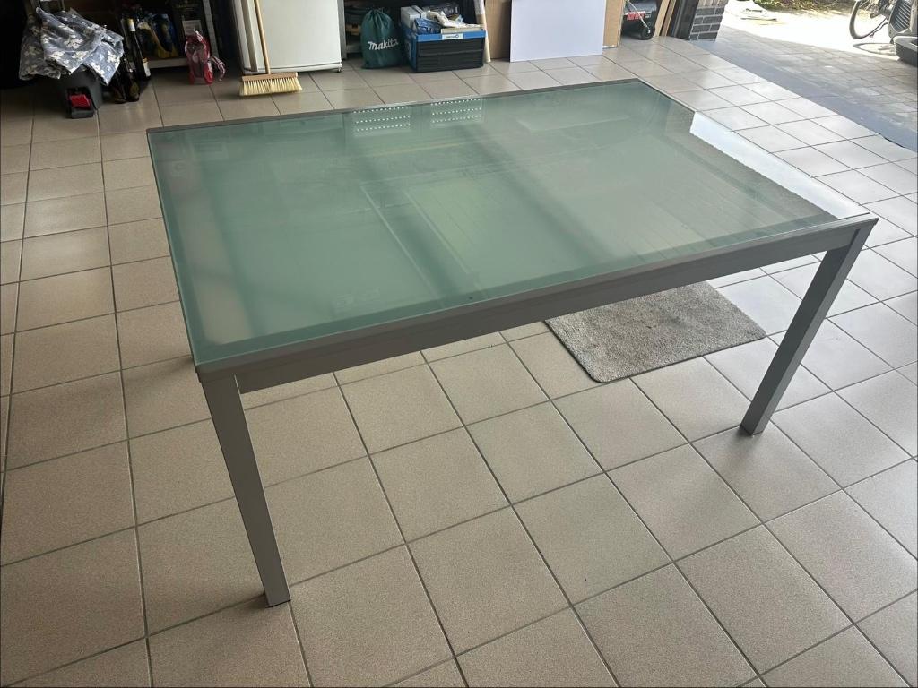 Glazen tafel, Huis en Inrichting, Tafels | Eettafels, Ophalen, 50 tot 100 cm, Zo goed als nieuw, Vijf personen of meer