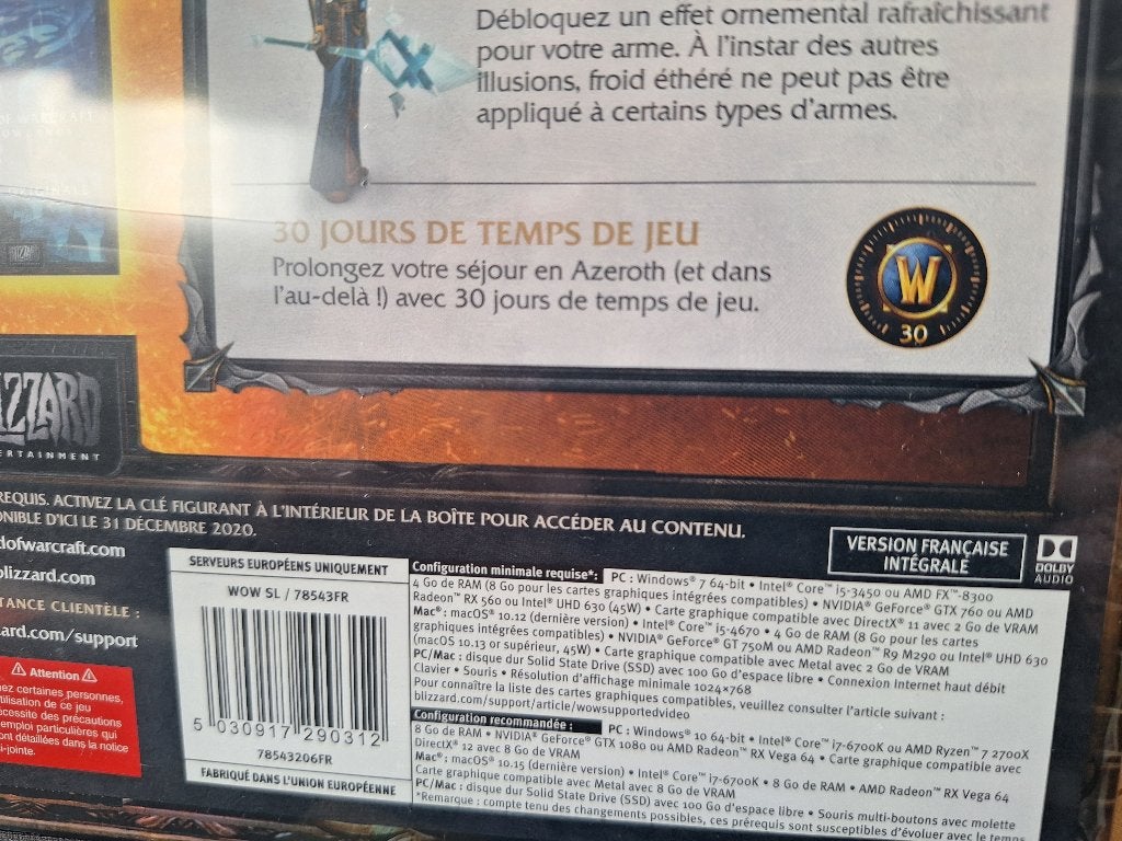 World Of Warcraft Shadowlands Collector FR scellée, Games en Spelcomputers, Ophalen, Nieuw, Eén computer, Role Playing Game (Rpg)