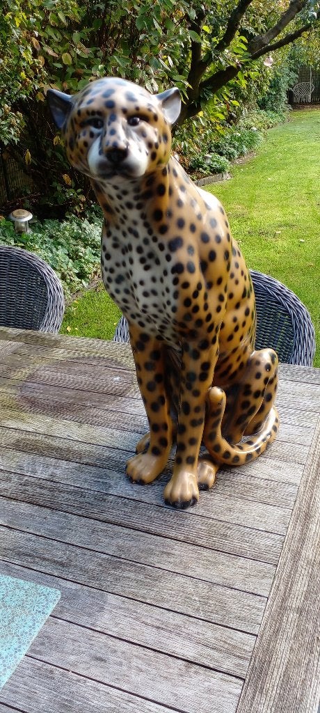 Groot keramisch Cheetah-beeld, Ophalen