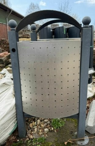Stalen buiten afvalbak vuilnisbak met paal, Ophalen, Gebruikt, 40 liter of meer, 75 – 100