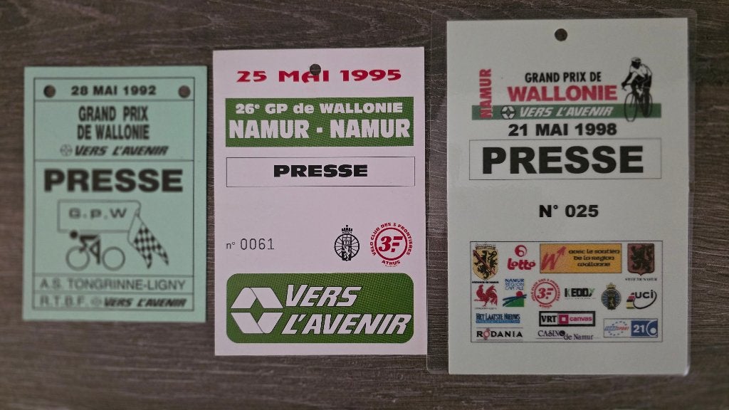 Wielrennen Persaccreditaties Grote Prijs Wallonië 1992 98, Ophalen of Verzenden, Gebruikt, Overige typen