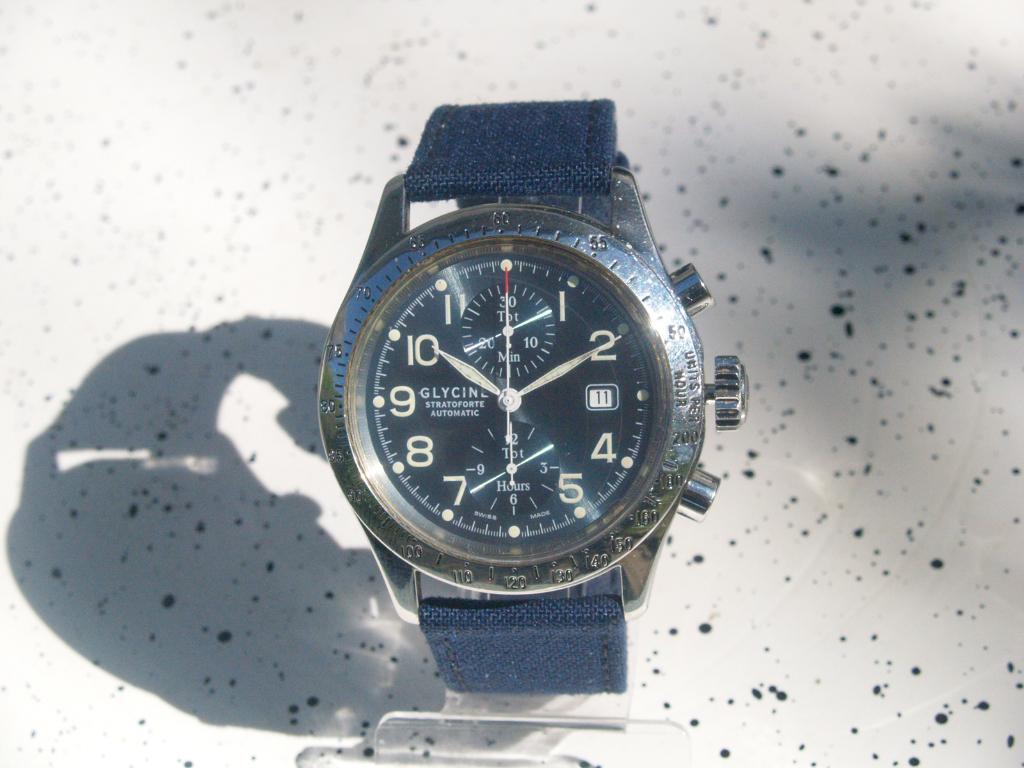 Glycine Stratoforte automaat Chrono.Valjoux 7750, Handtassen en Accessoires, Horloges | Heren, Gebruikt, Overige merken, Staal