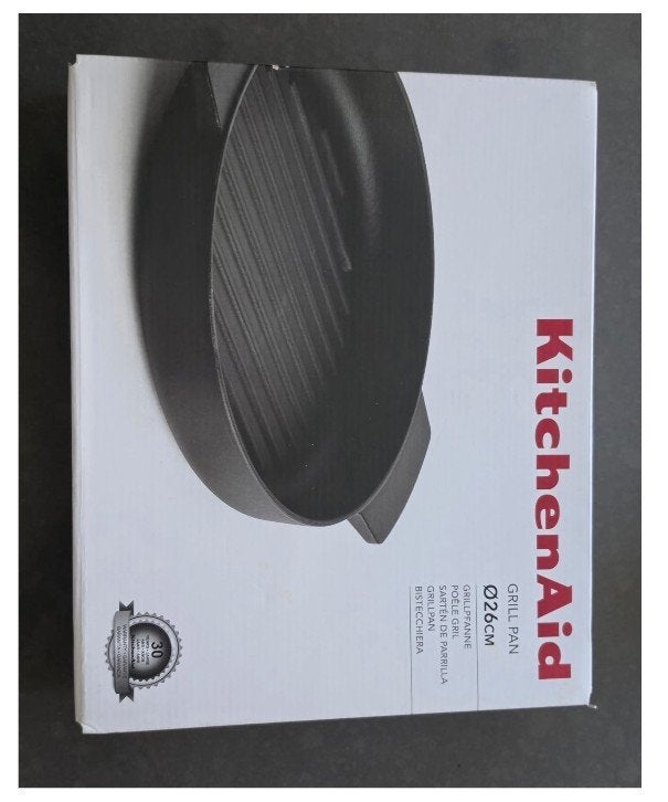 kitchenaid poêle grill en fonte/four prévoir nettoyage, Maison & Meubles, Cuisine | Casseroles & Poêles, Enlèvement, Utilisé, Compatible barbecue