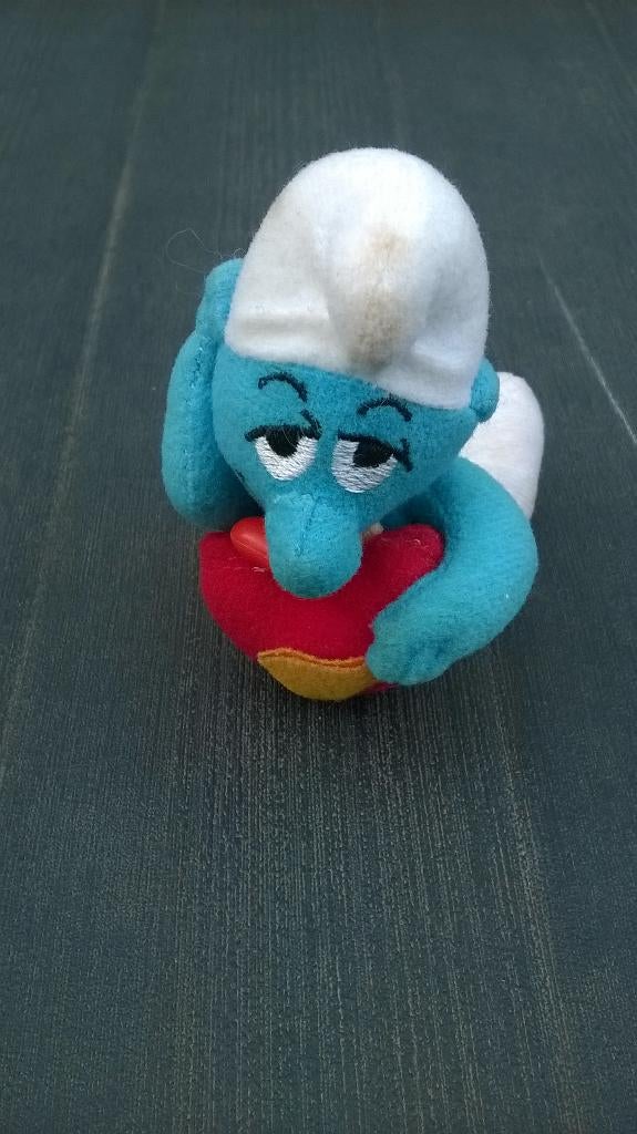 Schtroumpf McDo en peluche de 2000 – Schtroumpf amoureux, Enlèvement ou Envoi, Utilisé, Autres Schtroumpfs, Poupée, Figurine ou Peluche