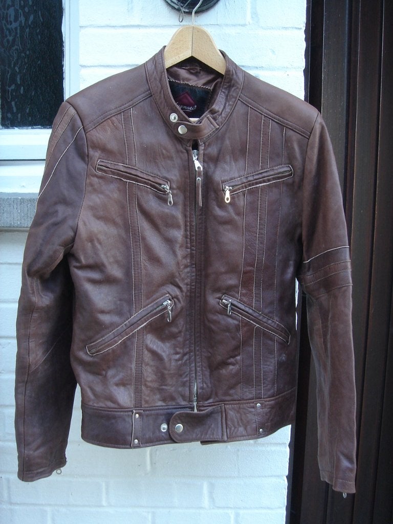 HYPNOTISCHE LEREN DAMESJAS MET LAMSVLEES, MAAT M, Kleding | Dames, Ophalen, Gedragen, Maat 38/40 (M), Bruin