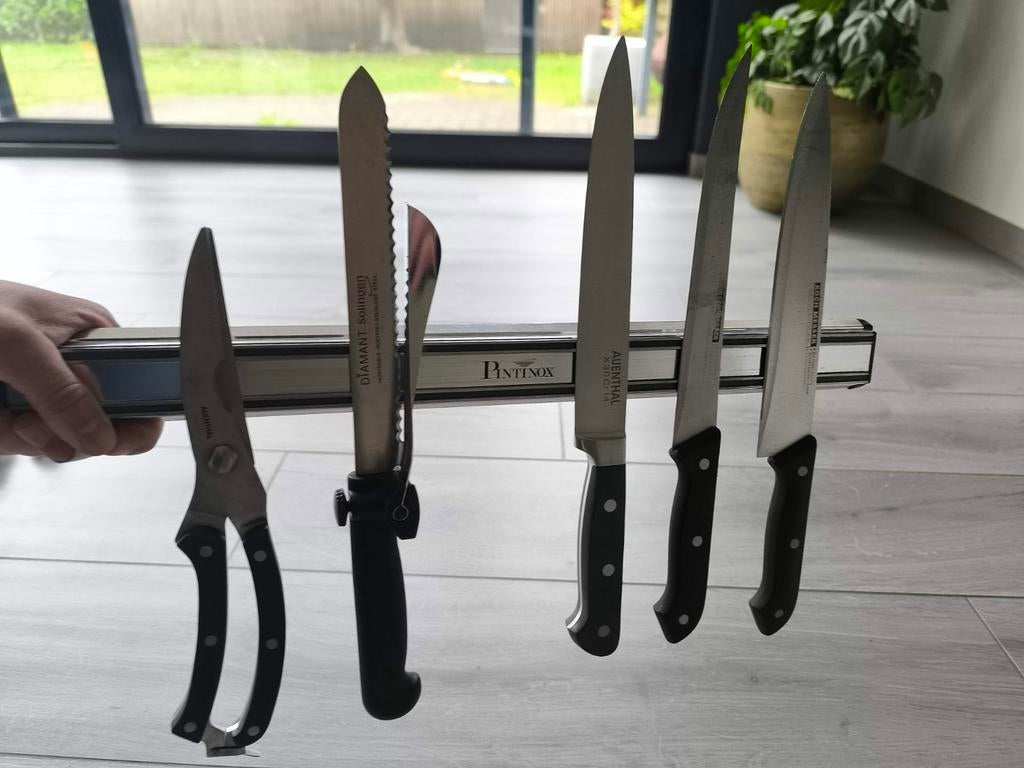 Messenhouder pintinox met messen en schaar, Ophalen, Gebruikt