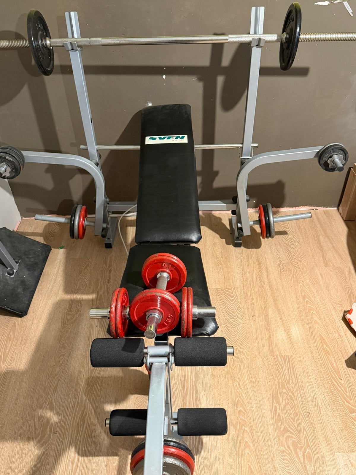 Volledigeset bench en legpress, Ophalen, Gebruikt, Metaal, Krachtstation