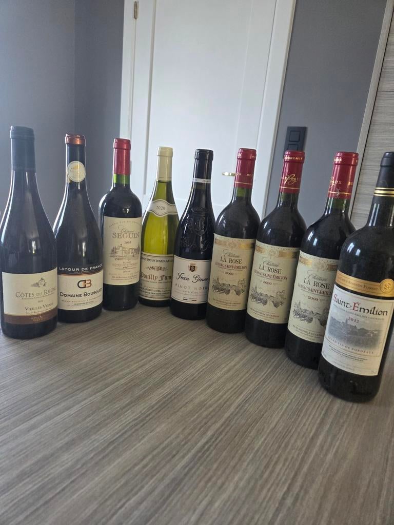 Lot de 9 bouteilles de vin, Enlèvement