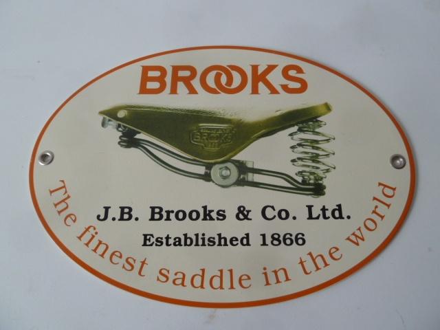 plaque publicitaire BROOKS selle cuir vélo ancien oldtimer, Enlèvement ou Envoi, Panneau publicitaire