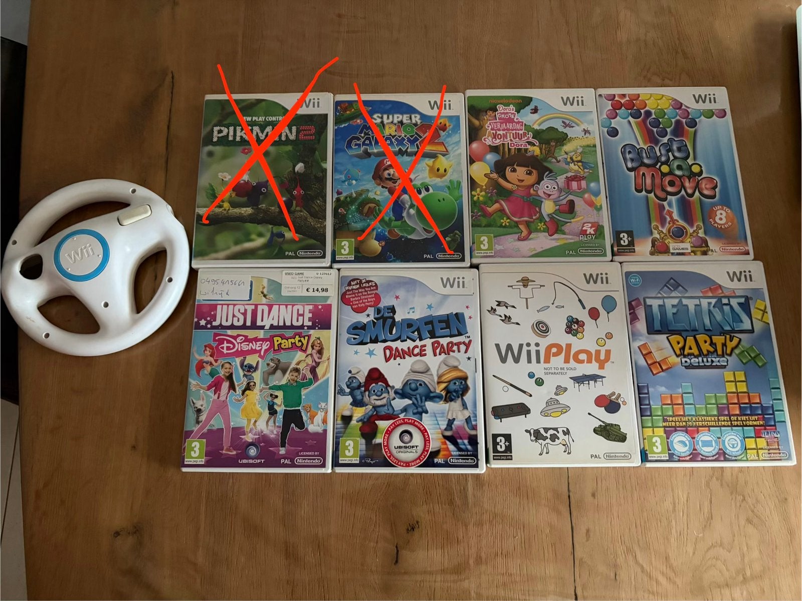 Nintendo Wii spellenpakket + stuur, Games en Spelcomputers, Ophalen of Verzenden, Gebruikt, Met stuurtje