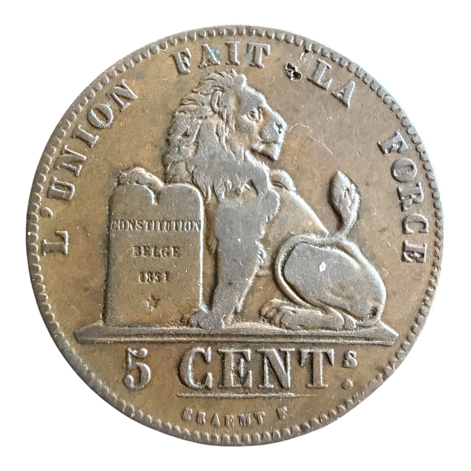 Belgique 5 centime 1850 Leopold I, Enlèvement