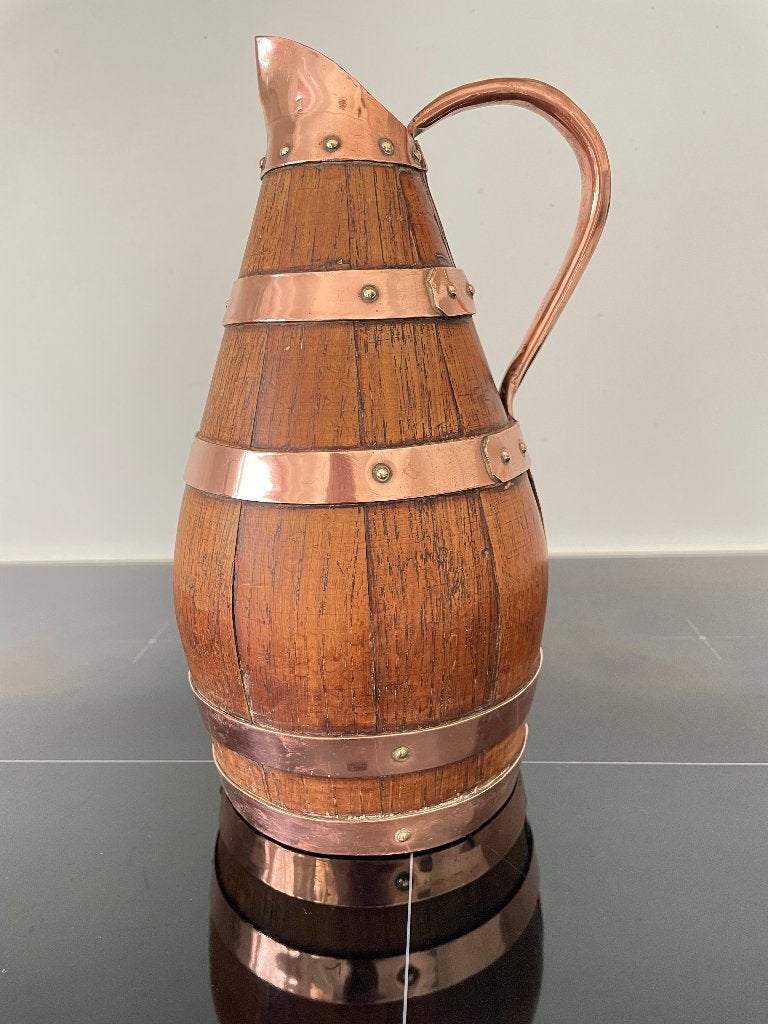 Kruik van hout en koper - Antiek -, Ophalen of Verzenden, Koper