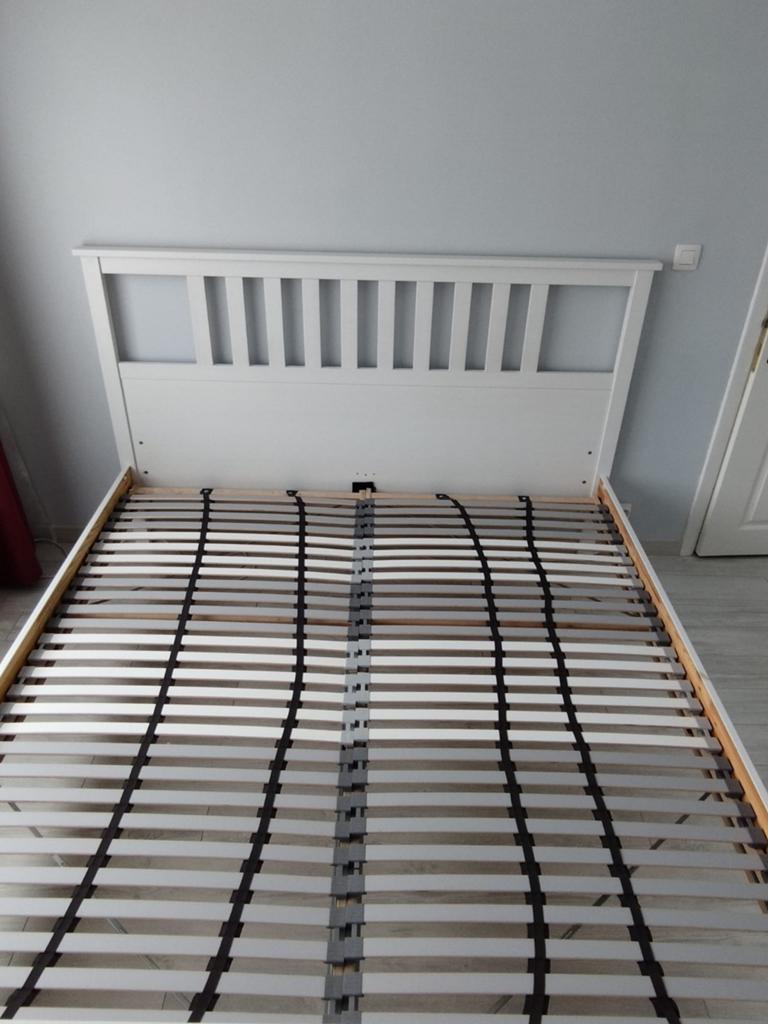 Lit double IKEA HEMNES (blanc) + matelas supplémentaire GRAT, Maison & Meubles, Enlèvement, Deux personnes, Blanc