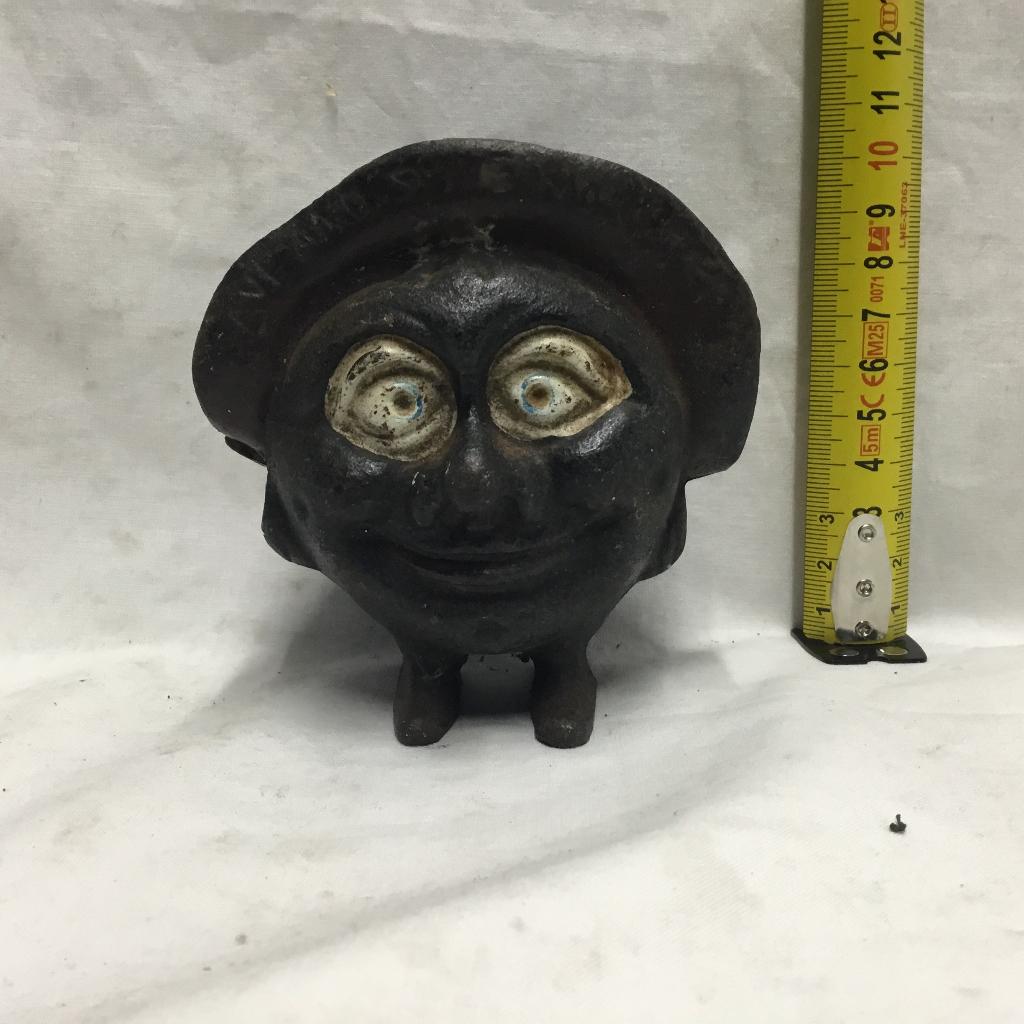 Old Chamberlin & Hill 'Save and Smile gietijzeren spaarpot, Ophalen of Verzenden, Gebruikt, Metaal of Blik