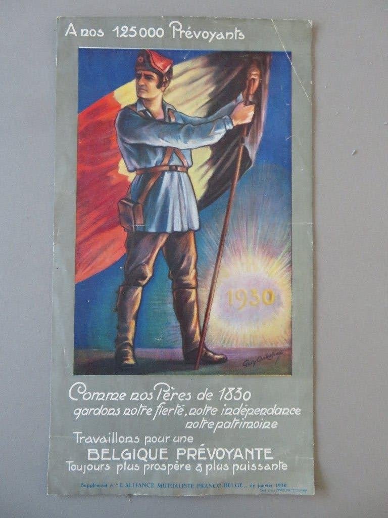 mini poster L,alliance Mutualiste Franco Belge 1930, Verzamelen, Ophalen of Verzenden, Zo goed als nieuw, Voor 1940, Prent