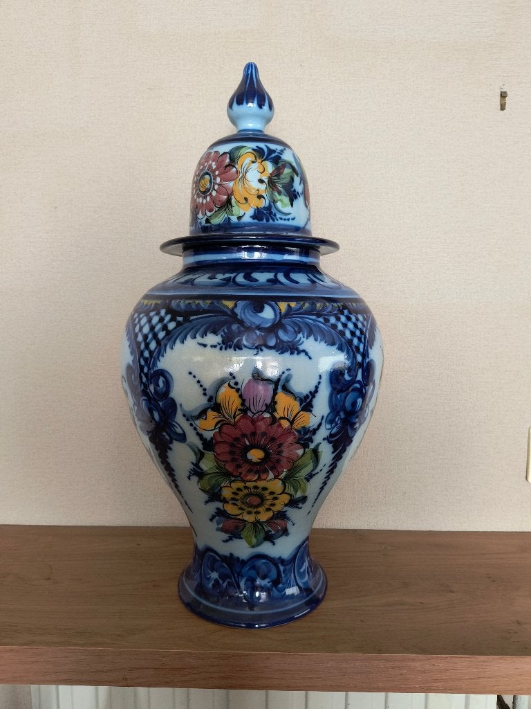 Handgeschilderde Portugese vaas met deksel, Pal Alcobaça 610, Antiek en Kunst, Ophalen