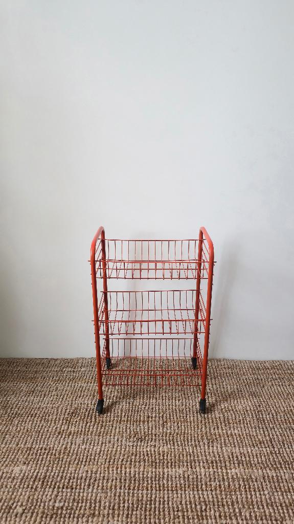 Petite desserte vintage - étagère sur roulettes - Orange, Enlèvement ou Envoi, Maison et Meubles